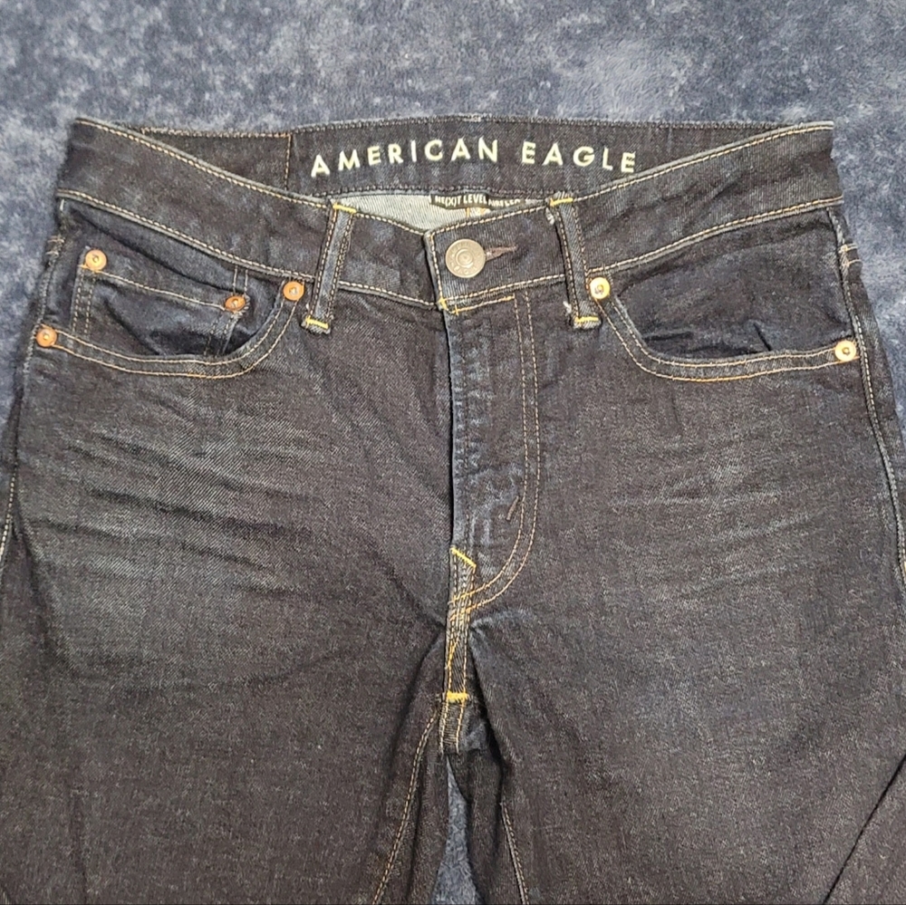 American Eagle Jeans Mens 29x32 Blue Slim Str Next Level Airflex Med Wash Denim